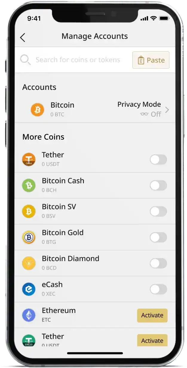 Ballet Crypto App multi-currency portfolio screen